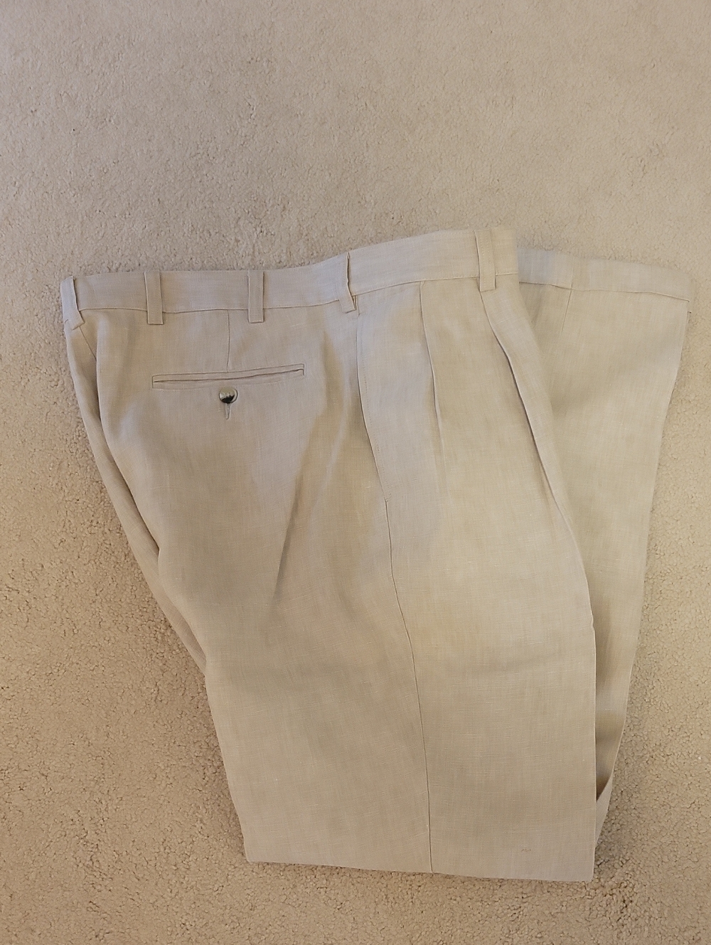 Men's Light Beige Pleated Dress Pants